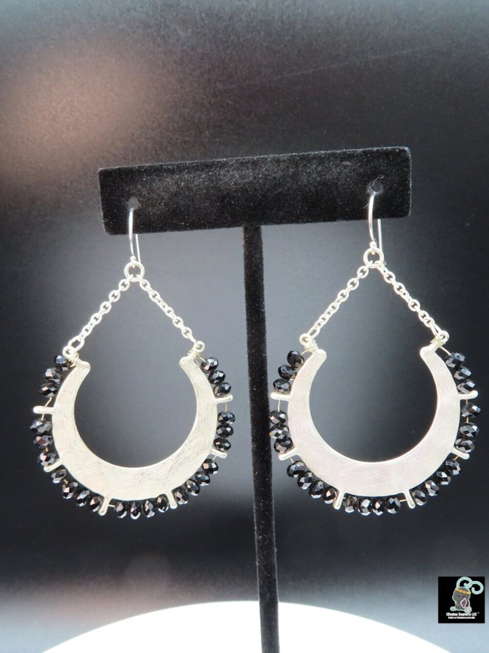 Silver & Black Large Dangle Earrings